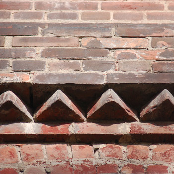 Detail of the brick work on one of the old brick buildings. 