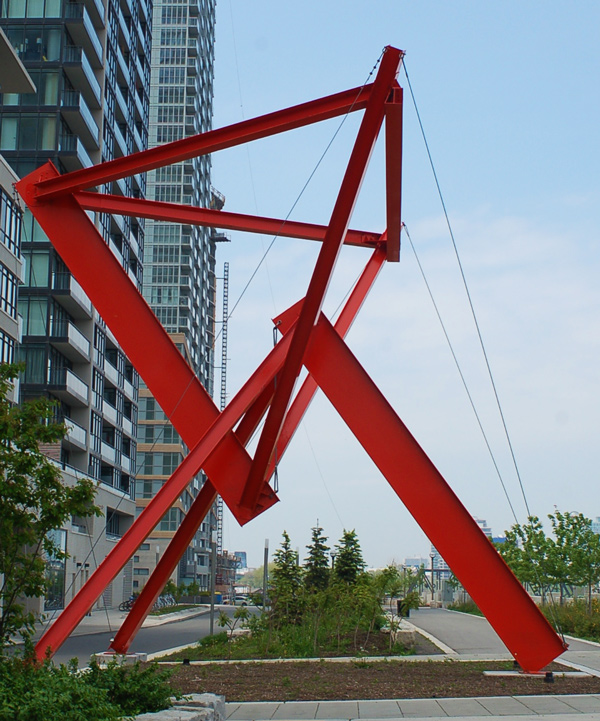 red metal sculpture