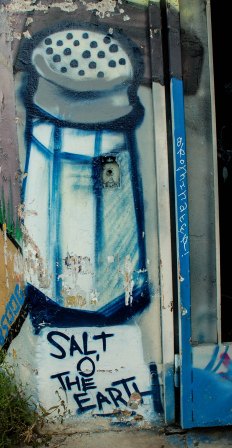 graffiti image of a salt shaker with the words salt of the earth written underneath 